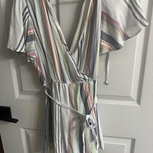 Francesca Trixi Romper—- blue, green, white, pink strips